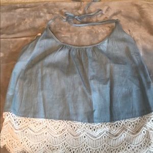 Blue denim halter top